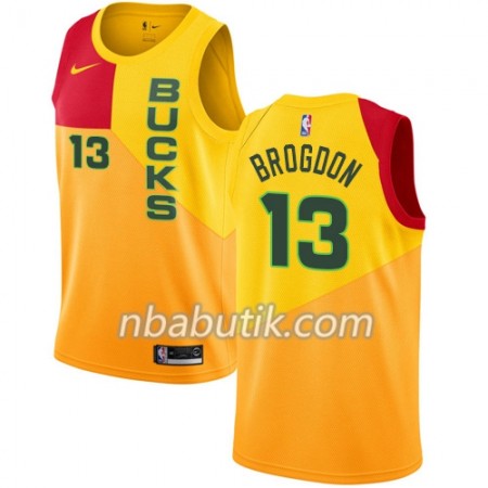 NBA Mænd Trøje Milwaukee Bucks Malcolm Brogdon 13 2018-19 Nike City Edition Gul Swingman
